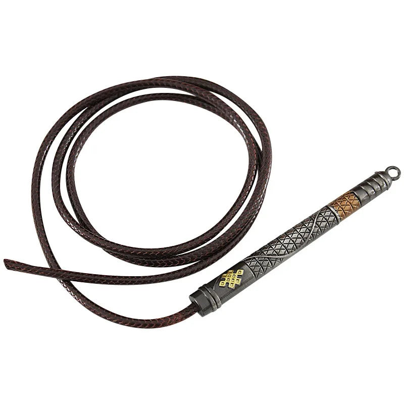 Metallic carved whip – Stereoscopic ornamental design for sophisticated BDSM play