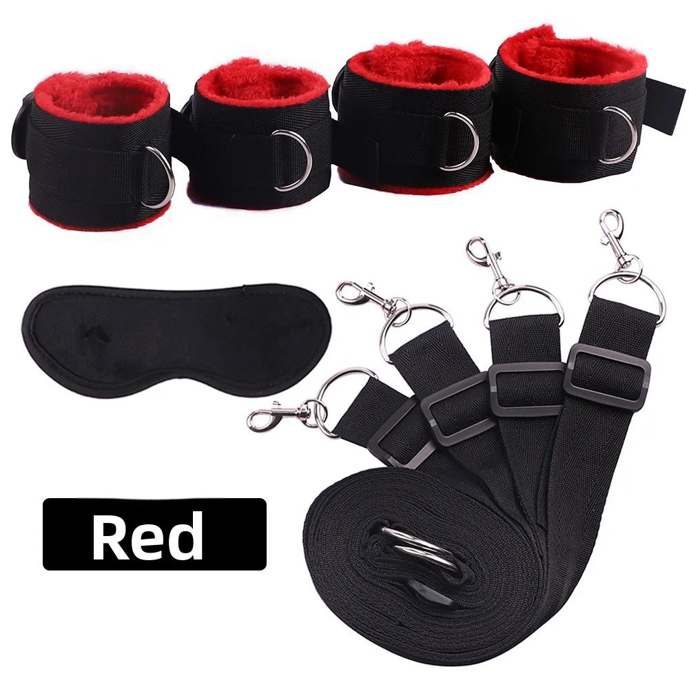 BDSM-Bettgurte, Bondage-Bindung am Bett, Sexspielzeug für Erwachsene, Sex-Bondage-Gürtel, Bett-Flirt-Handschellen, Fußfesseln, Selbstbondage