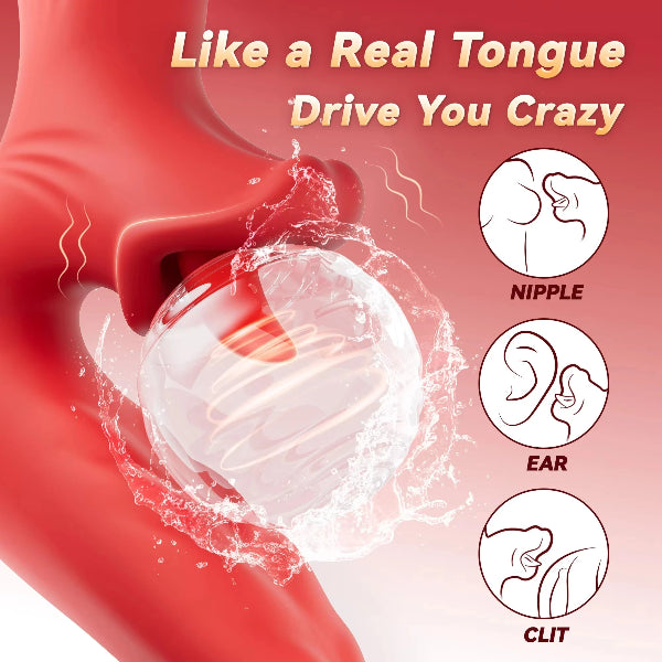 Vibromasseur à langue pour femmes, vibromasseur à gode avec 10 mouvements de rotation et 10 modes de stimulation, stimulateur clitoridien du point G, sextoy pour couples