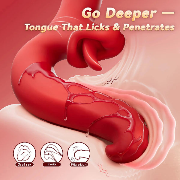 Vibromasseur à langue pour femmes, vibromasseur à gode avec 10 mouvements de rotation et 10 modes de stimulation, stimulateur clitoridien du point G, sextoy pour couples