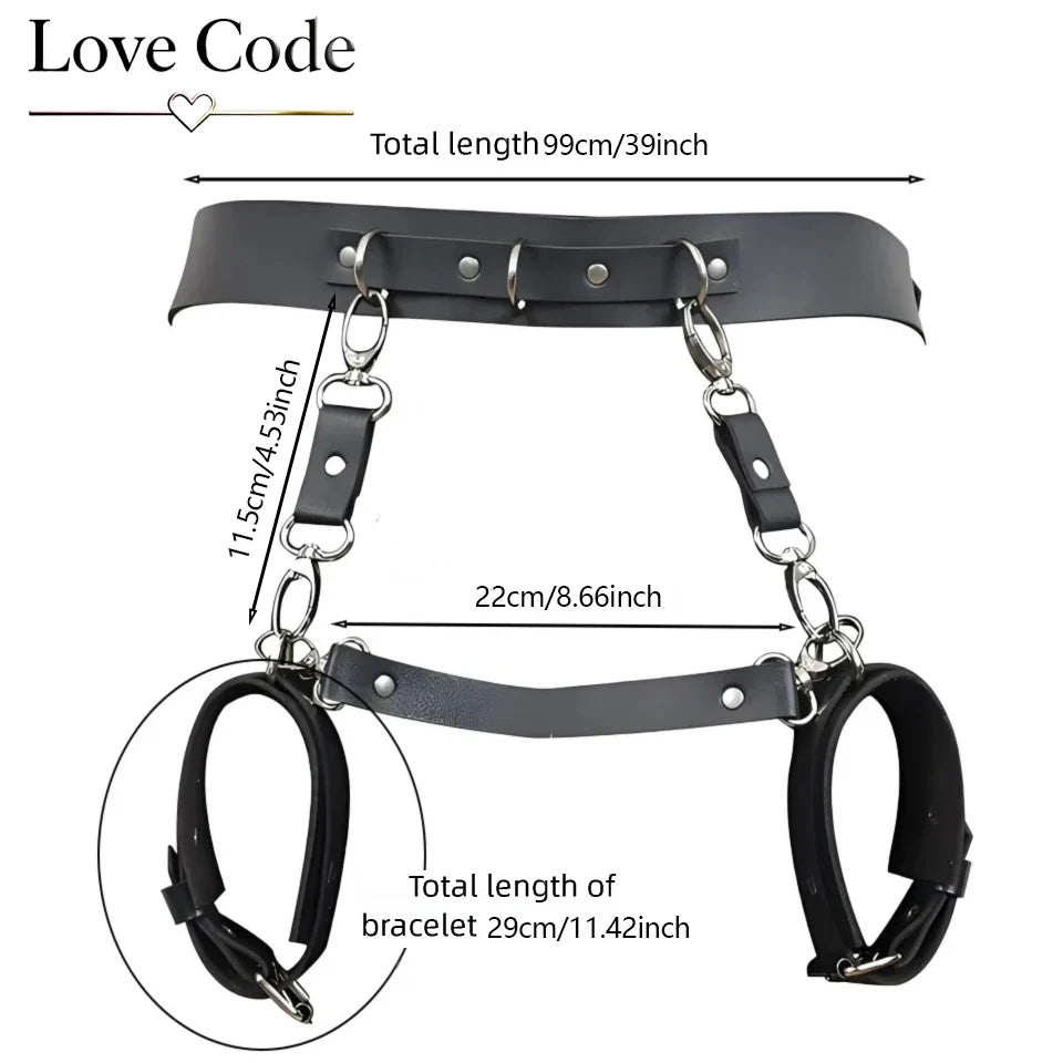 BDSM Bondage Damen Pop-Punk-Gürtel Fesselgürtel Handschellen Bondage-Set Rollenspiel-Sexspielzeug für Paare