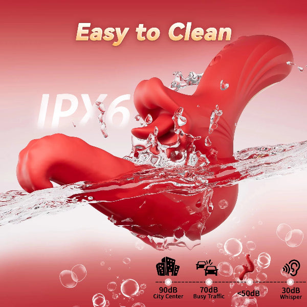 Vibromasseur à langue pour femmes, vibromasseur à gode avec 10 mouvements de rotation et 10 modes de stimulation, stimulateur clitoridien du point G, sextoy pour couples