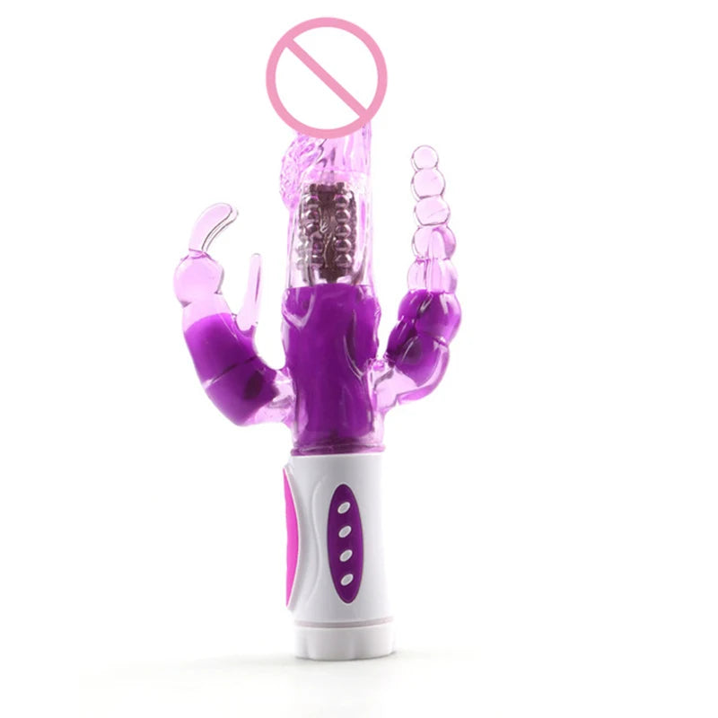 Sextoy 3-in-1-Dildo, Kaninchen-Vibrator, Zunge lecken, Doppelstange, Masturbation, Anal-Klitoris-Vibrator, Sexspielzeug für Frauen