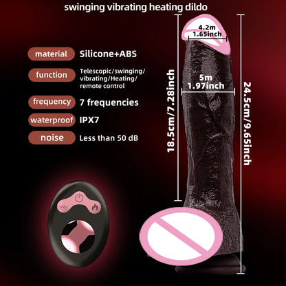 Dildo Vibrator Realistisch 24,5 cm GROSS Teleskopisch Penis Vaginale Masturbation Orgasmus Rotierender Riesiger Schwanz Sexspielzeug für Lesben