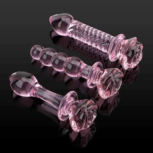 Sex Toys for Women, Adult Products, Butt Stimulation, Anal Bead, Pink Rose, Flower Shape, Anal Plug, Prostate Massager, Glass Dildo