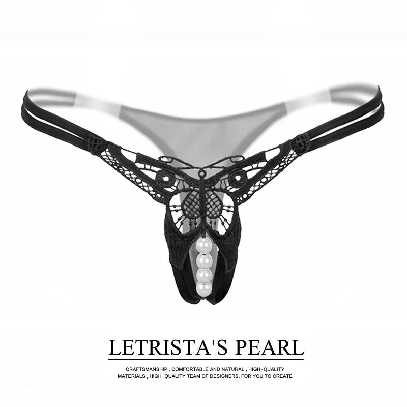 Schmetterling mit Perlen Tangas Frauen Sexy G String Sexy Unterwäsche Tangas Damen Spitze Dessous Sexy Transparente Höschen