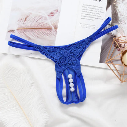 Schmetterling mit Perlen Tangas Frauen Sexy G String Sexy Unterwäsche Tangas Damen Spitze Dessous Sexy Transparente Höschen