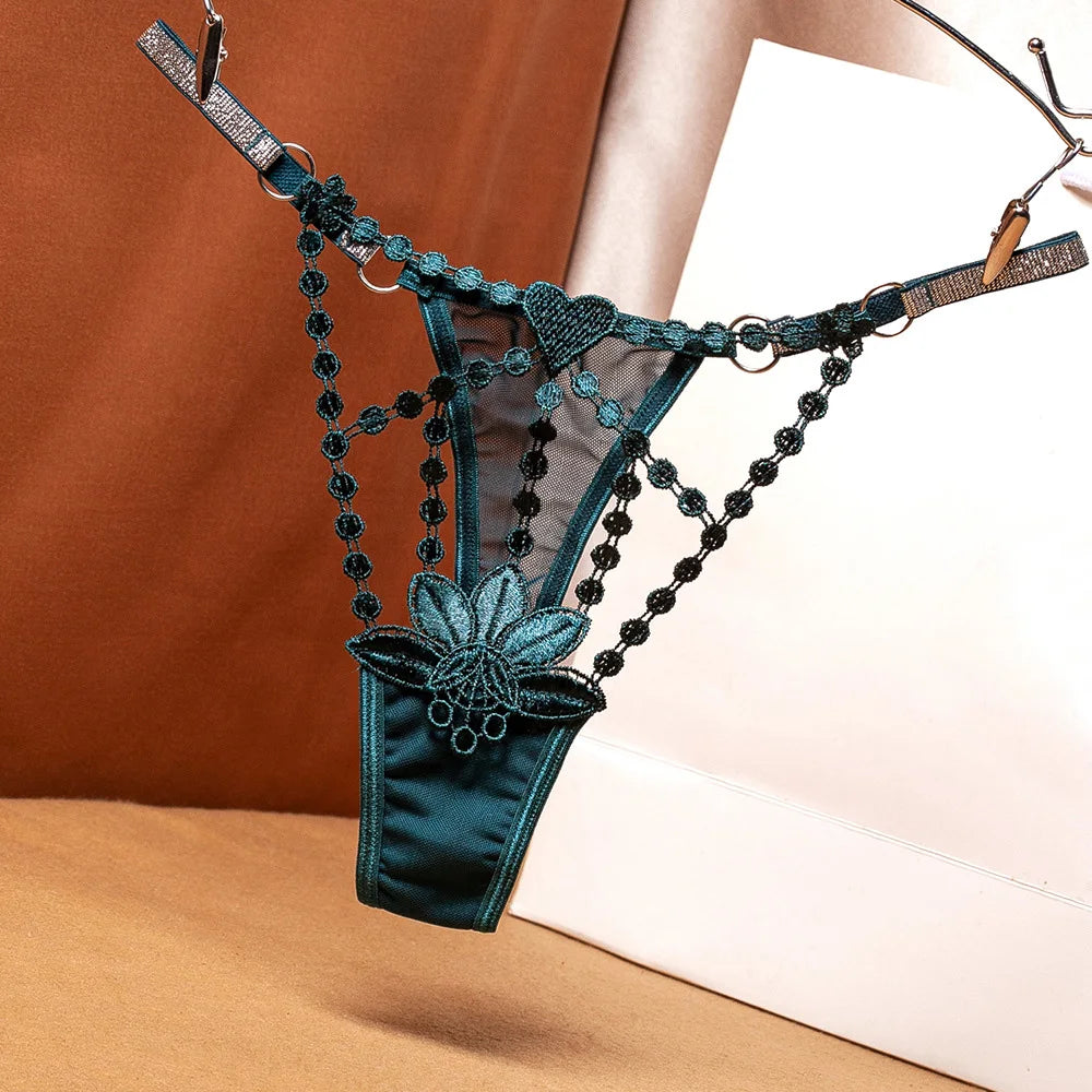 Damenhöschen Damen Sexy Spitze aushöhlen Tanga Höschen Niedrige Taille Transparente G-String Unterwäsche Atmungsaktive weibliche Dessous
