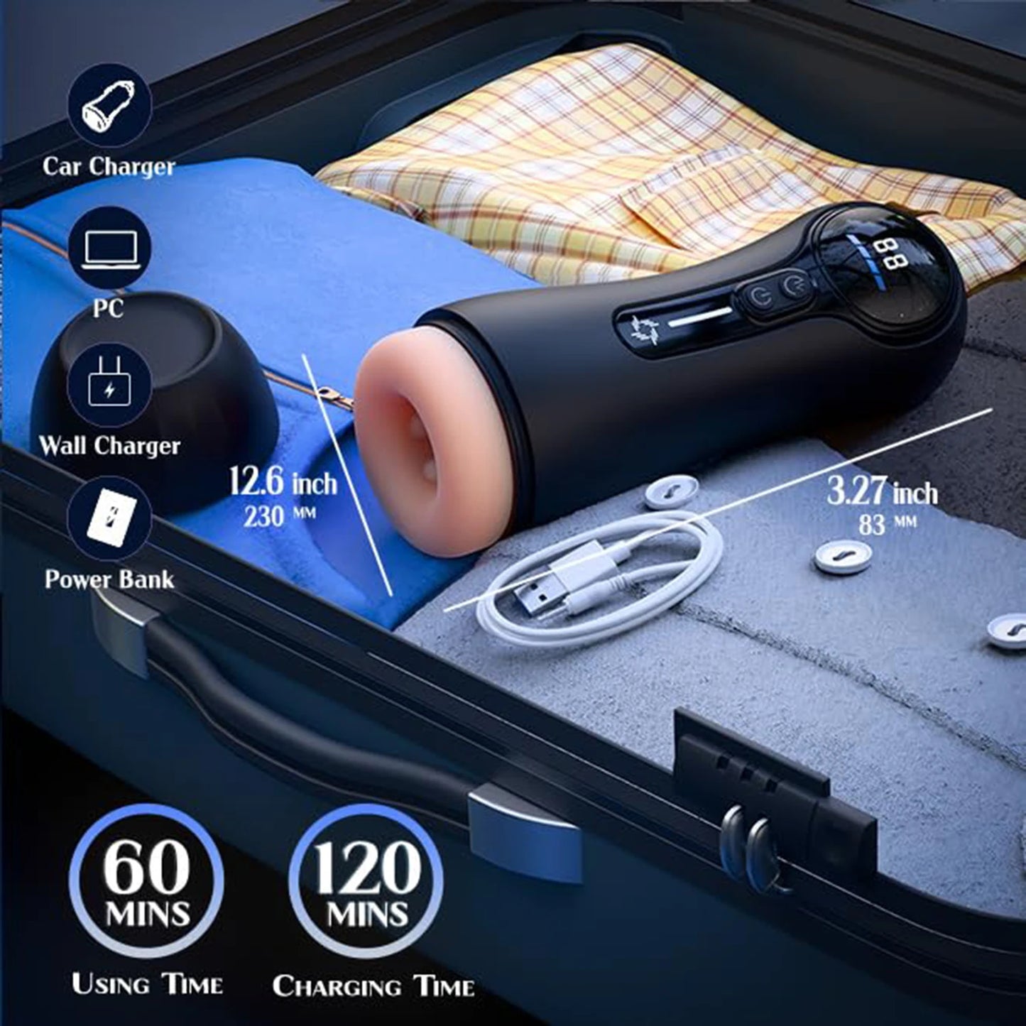 Male Masturbator, Penis Pump, Adult Sex Toy for 18 Men with 4 Suction Modes, 9 Vibration Modes, LED Display, Pocket Pussy, Realistic Vagina