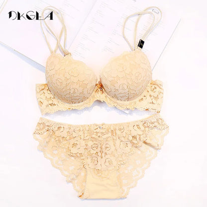 Hot Sexy Push-Up Bh Set Marke Tiefe V Büstenhalter Dicke Baumwolle Frauen Unterwäsche Set Spitze Blau Stickerei Blumen Dessous B C Tasse