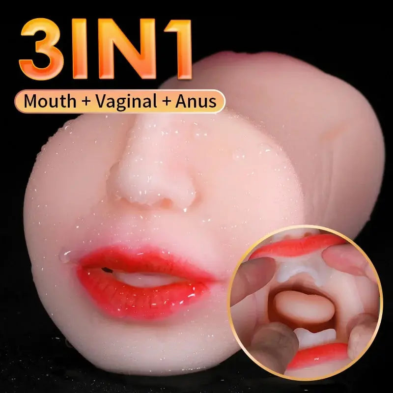 3 IN 1 Sex Spielzeug Masturbation Für Männer Deep Throat Künstliche Echte Pussy Oral Männlicher Masturbator Blowjob Realistische Gummi Vagina 18 +