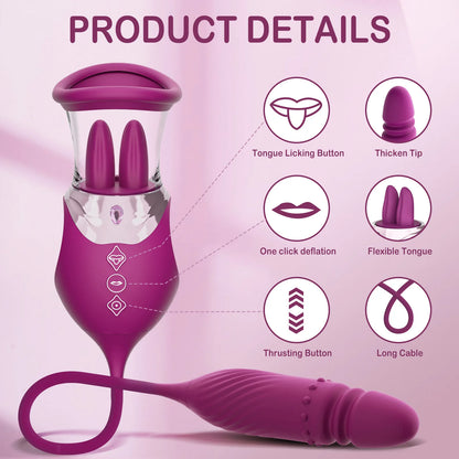 Rose Saugen Vibrator für Frauen 4 in 1 Stoßdildo G-punkt Nippel Sauger Klitoris Stimulator Vibro-ei Erwachsene Sex Spielzeug