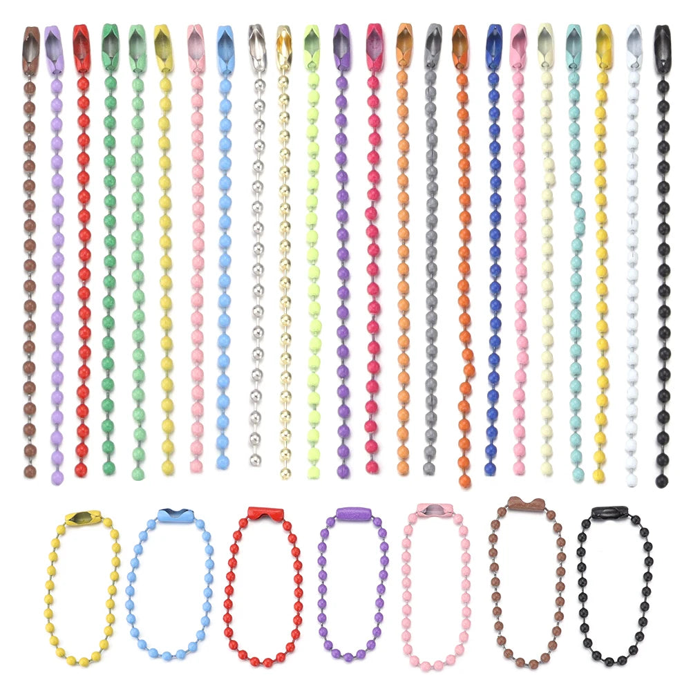 100 teile/los 10 cm Eisen Bunte Kugel Perle Kette Passt Schlüsselring Schlüssel Kette Puppen Label Hand Tag Stecker DIY schmuck Machen