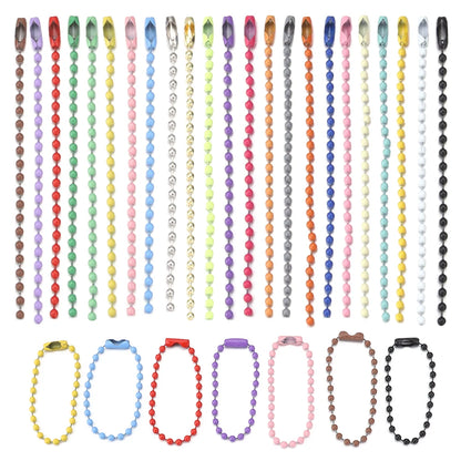 100 teile/los 10 cm Eisen Bunte Kugel Perle Kette Passt Schlüsselring Schlüssel Kette Puppen Label Hand Tag Stecker DIY schmuck Machen