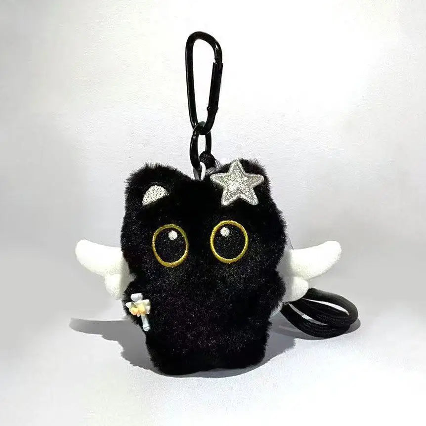 Yupsk 6/1 Stück süße Plüsch schwarze Katze Puppe Spielzeug Schlüsselanhänger Tasche Anhänger Charms Kawaii Schlüsselanhänger Zubehör für Frauen Paare Geschenk
