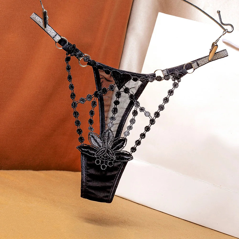 Damenhöschen Damen Sexy Spitze aushöhlen Tanga Höschen Niedrige Taille Transparente G-String Unterwäsche Atmungsaktive weibliche Dessous