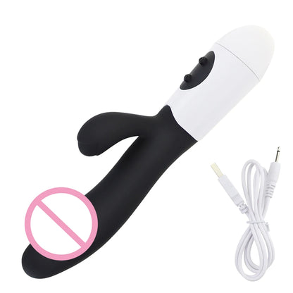 Wiederaufladbarer Dildo Kaninchenvibrator Dual Vibration G-Punkt Vagina Massagegerät AV Stick Klitoris Sexspielzeug für Frauen Weiblicher Masturbator