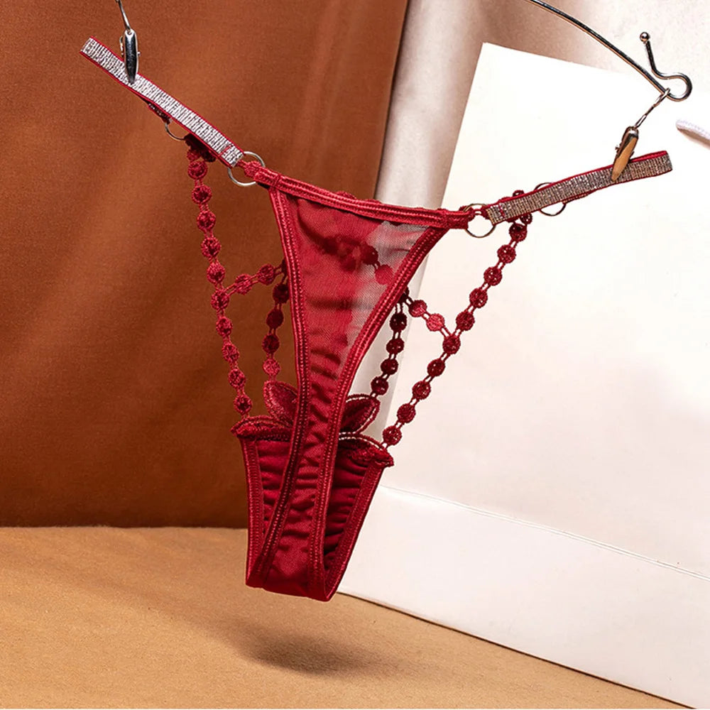 Damenhöschen Damen Sexy Spitze aushöhlen Tanga Höschen Niedrige Taille Transparente G-String Unterwäsche Atmungsaktive weibliche Dessous