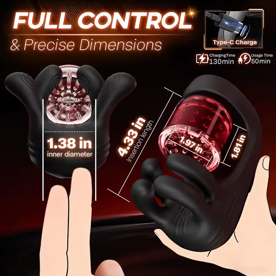 Male Masturbator Sex Toy for Men 360° Licking Glans Men's Vibrator with 9 Rotation and Clamping Functions, Vibrating Sex Toy for Couples