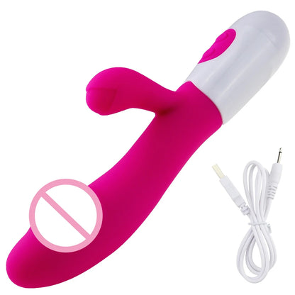 Wiederaufladbarer Dildo Kaninchenvibrator Dual Vibration G-Punkt Vagina Massagegerät AV Stick Klitoris Sexspielzeug für Frauen Weiblicher Masturbator