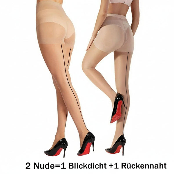 Transparente Damenstrumpfhose – 20 DEN, formend mit Rücknaht-Optik | 2 Paar, Schwarz & Transparent