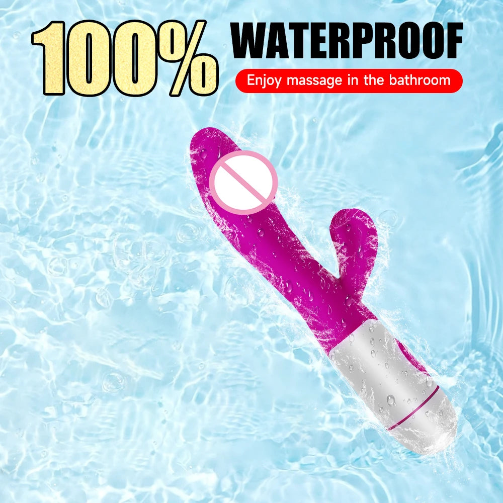 Wiederaufladbarer Dildo Kaninchenvibrator Dual Vibration G-Punkt Vagina Massagegerät AV Stick Klitoris Sexspielzeug für Frauen Weiblicher Masturbator