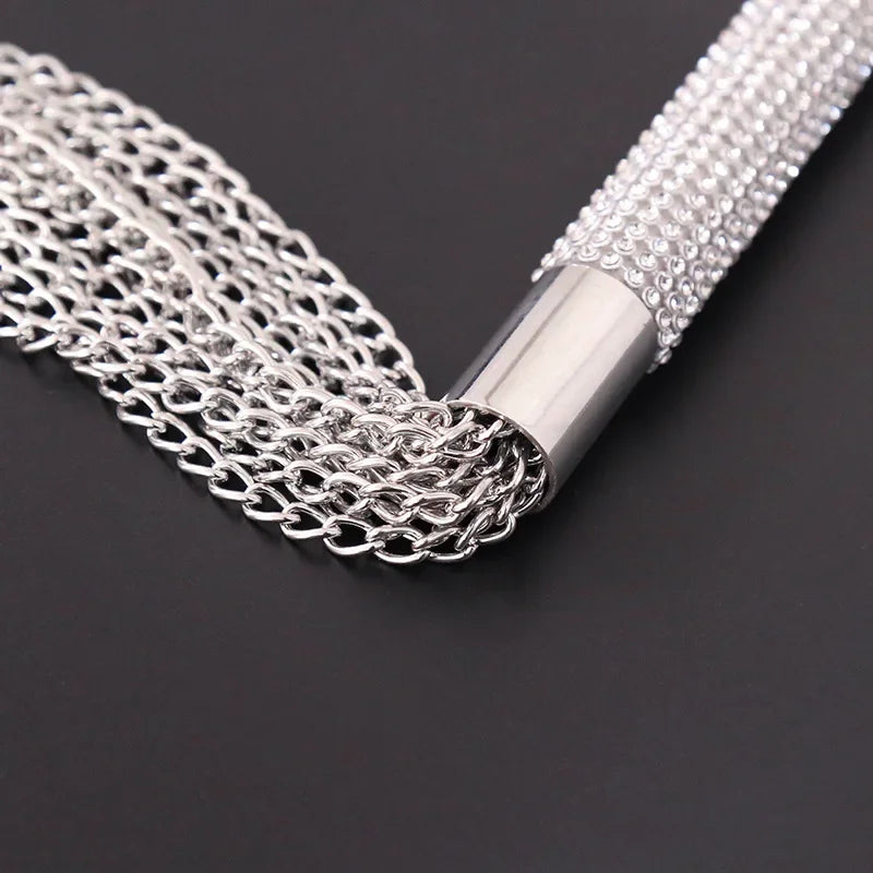 Neue Metall-Legierung Kette Quaste Kurz Crop Peitsche
