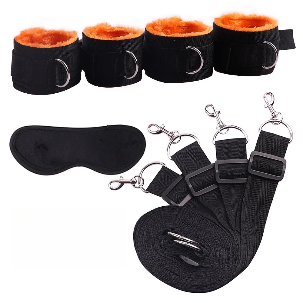 BDSM-Bettgurte, Bondage-Bindung am Bett, Sexspielzeug für Erwachsene, Sex-Bondage-Gürtel, Bett-Flirt-Handschellen, Fußfesseln, Selbstbondage