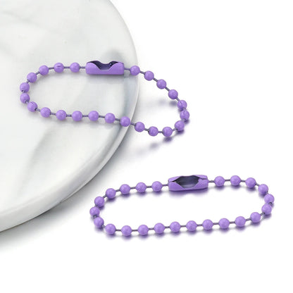 100 teile/los 10 cm Eisen Bunte Kugel Perle Kette Passt Schlüsselring Schlüssel Kette Puppen Label Hand Tag Stecker DIY schmuck Machen