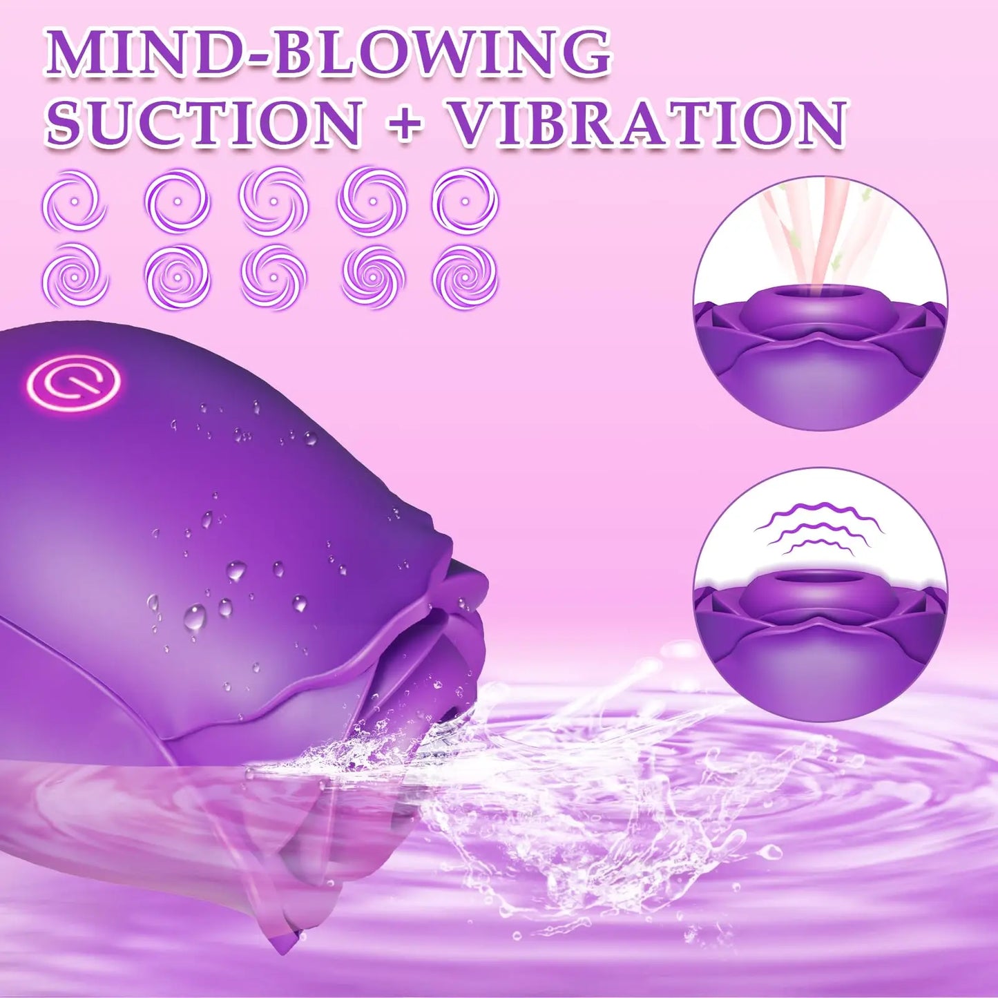 Sexspielzeug für Frauen Rosen-Vibrator G-Punkt-Massagegerät Leistungsstarke Vaginalsaugung Erwachsenen-Sexspielzeug Sexuelles Wohlbefinden Intim-Massagegerät für Frauen
