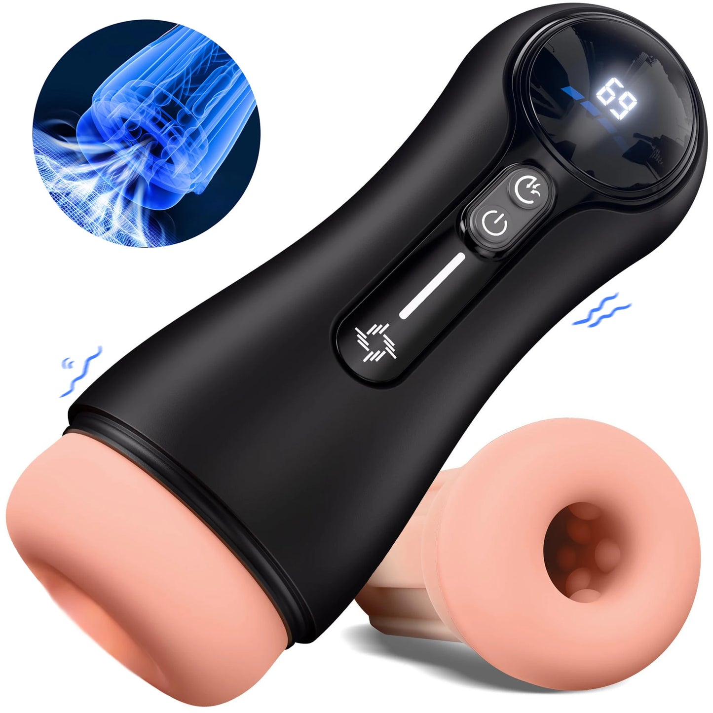 Male Masturbator, Penis Pump, Adult Sex Toy for 18 Men with 4 Suction Modes, 9 Vibration Modes, LED Display, Pocket Pussy, Realistic Vagina