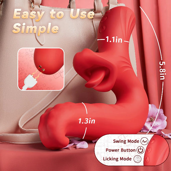 Vibromasseur à langue pour femmes, vibromasseur à gode avec 10 mouvements de rotation et 10 modes de stimulation, stimulateur clitoridien du point G, sextoy pour couples