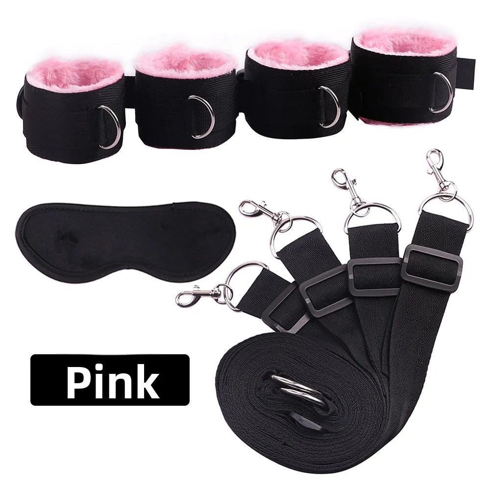 BDSM-Bettgurte, Bondage-Bindung am Bett, Sexspielzeug für Erwachsene, Sex-Bondage-Gürtel, Bett-Flirt-Handschellen, Fußfesseln, Selbstbondage