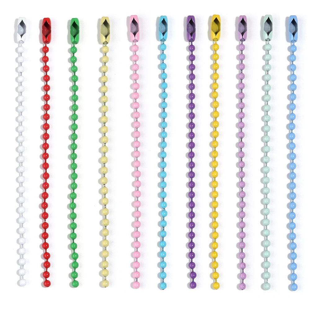 100 teile/los 10 cm Eisen Bunte Kugel Perle Kette Passt Schlüsselring Schlüssel Kette Puppen Label Hand Tag Stecker DIY schmuck Machen