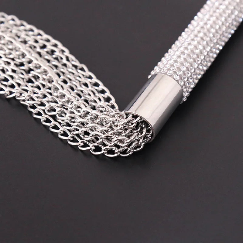 Neue Metall-Legierung Kette Quaste Kurz Crop Peitsche