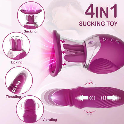 Rose Saugen Vibrator für Frauen 4 in 1 Stoßdildo G-punkt Nippel Sauger Klitoris Stimulator Vibro-ei Erwachsene Sex Spielzeug