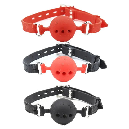 BDSM Silikon-Knebelkugel, Atmungsaktives Hohldesign mit Verstellbarem Riemen, Klein Mittel Groß für Anfänger-Training