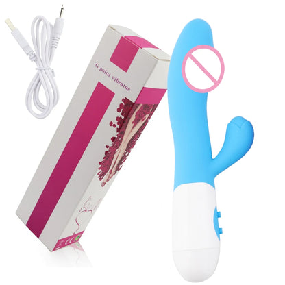 Wiederaufladbarer Dildo Kaninchenvibrator Dual Vibration G-Punkt Vagina Massagegerät AV Stick Klitoris Sexspielzeug für Frauen Weiblicher Masturbator