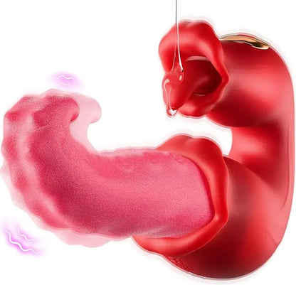 Sexspielzeug für Erwachsene für Frauen, 4-in-1-Vibrator mit Zungenstießdildos, G-Punkt-Dildo, 10 Klitoris-Leckmodi, weibliche Masturbation