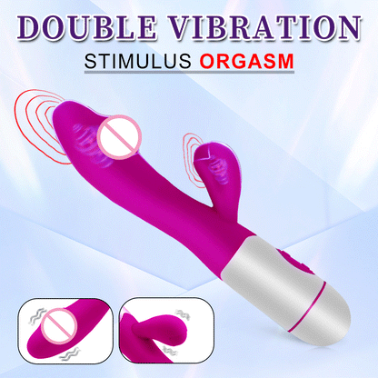 Wiederaufladbarer Dildo Kaninchenvibrator Dual Vibration G-Punkt Vagina Massagegerät AV Stick Klitoris Sexspielzeug für Frauen Weiblicher Masturbator