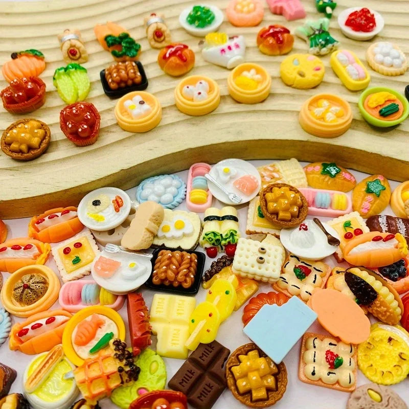 Miniatur-Lebensmittelspielzeug, gemischte Lebensmittel aus Kunstharz, Puppenküche, vorgeben, Spielzeug, geeignet für Puppenhaus, Küchenspielzeug, Miniatur-Lebensmittel aus Kunstharz