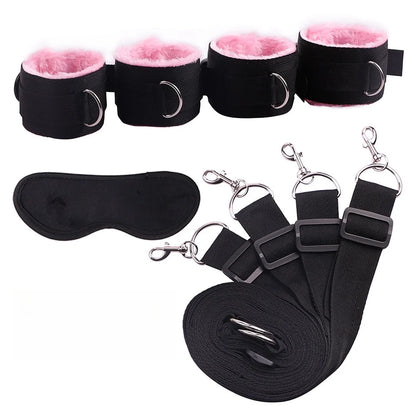 BDSM Bett-Bondage-Set mit Unterbettgurten, Handschellen, Fußfesseln, Augenmaske, Erwachsenen-Fetisch-Sexspielzeug für Paare, Sklaven-Rollenspiel-Ausrüstung