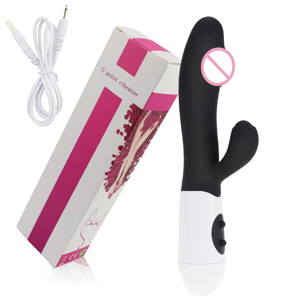 Wiederaufladbarer Dildo Kaninchenvibrator Dual Vibration G-Punkt Vagina Massagegerät AV Stick Klitoris Sexspielzeug für Frauen Weiblicher Masturbator