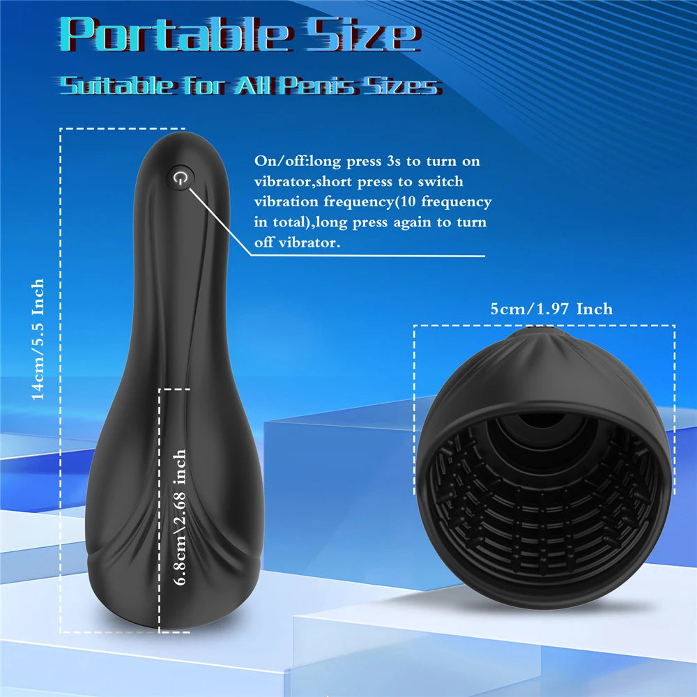 Rechargeable Penis Massager for Men with 10 Vibrating Modes, Male Masturbator, Delay Lasting Glans Trainer, Men's Glans Vibrator