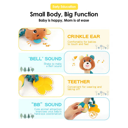 1 stücke 0-6 monate Dental Gum Hand Grip Plüsch Puppe Kann Biss Praxis Greifen Eltern Baby Interaktive Puzzle rassel Beruhigende Spielzeug