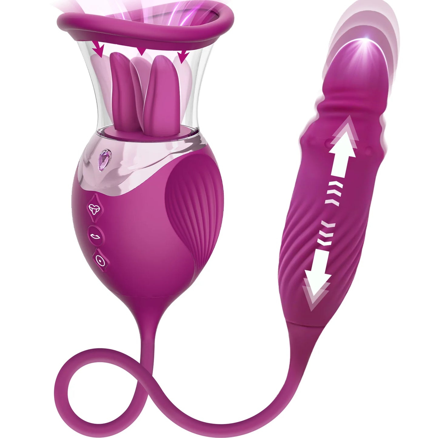 Rose Saugen Vibrator für Frauen 4 in 1 Stoßdildo G-punkt Nippel Sauger Klitoris Stimulator Vibro-ei Erwachsene Sex Spielzeug