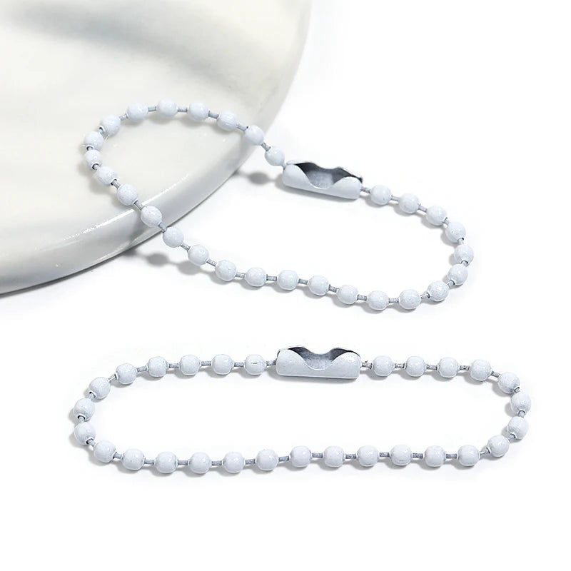 100 teile/los 10 cm Eisen Bunte Kugel Perle Kette Passt Schlüsselring Schlüssel Kette Puppen Label Hand Tag Stecker DIY schmuck Machen