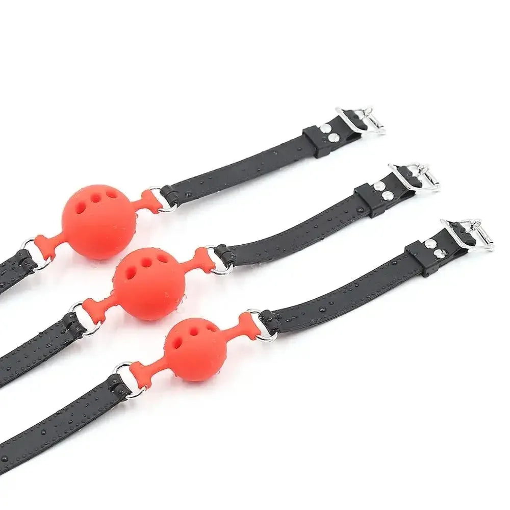 BDSM Silikon-Knebelkugel, Atmungsaktives Hohldesign mit Verstellbarem Riemen, Klein Mittel Groß für Anfänger-Training