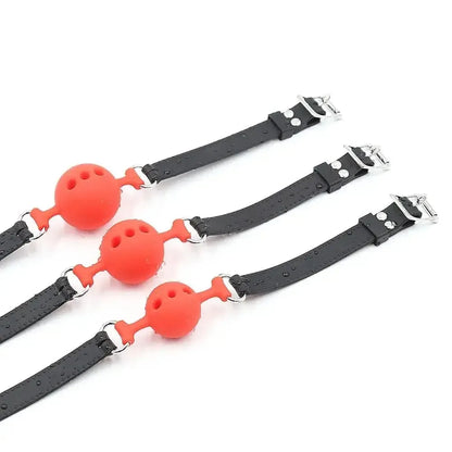 BDSM Silikon-Knebelkugel, Atmungsaktives Hohldesign mit Verstellbarem Riemen, Klein Mittel Groß für Anfänger-Training