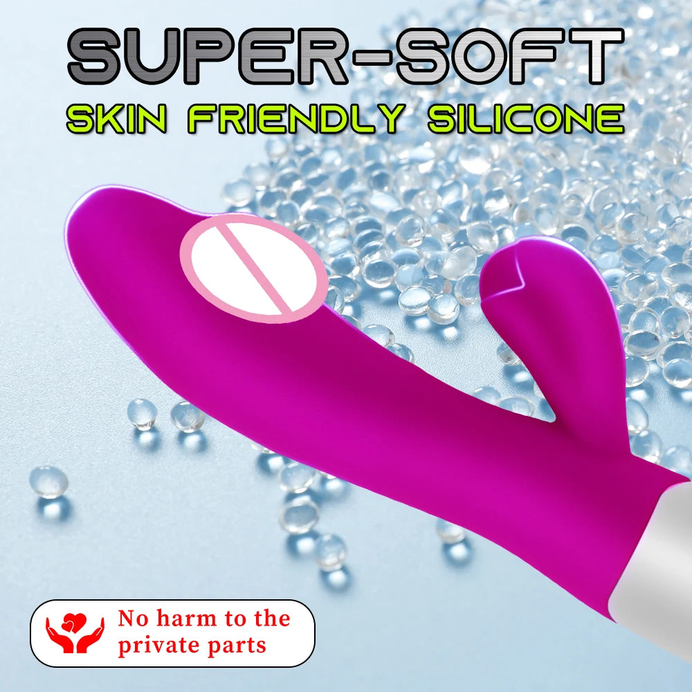 Wiederaufladbarer Dildo Kaninchenvibrator Dual Vibration G-Punkt Vagina Massagegerät AV Stick Klitoris Sexspielzeug für Frauen Weiblicher Masturbator